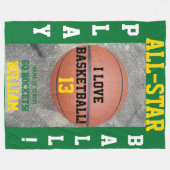 Basketball Grüne Team Name Fleecedecke (Vorderseite (Horizontal))