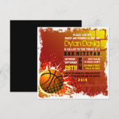 BASKETBALL GRUNGE Bar Mitzvah Einladung (Vorne/Hinten)