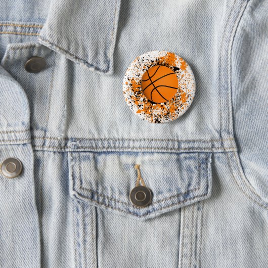 Basketball Grunge Paint Spritzer Orange Black Cool Button (Beispiel)