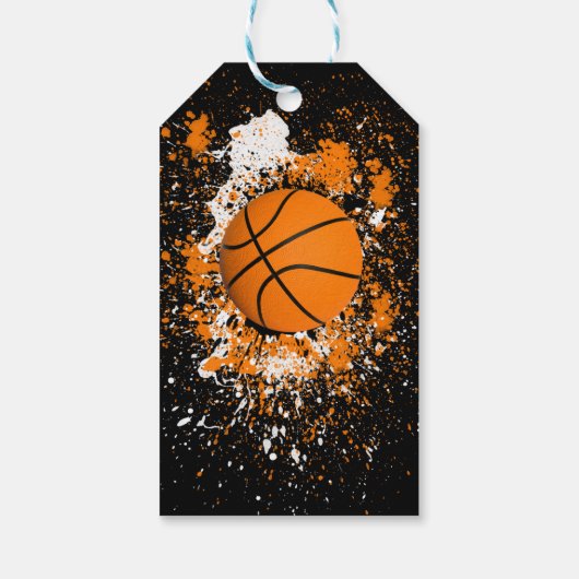 Basketball Grunge Paint Spritzer Orange Black Cool Geschenkanhänger (Rückseite)