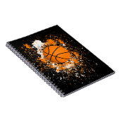 Basketball Grunge Paint Spritzer Orange Black Cool Notizblock (Rechte Seite)
