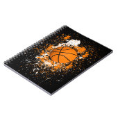 Basketball Grunge Paint Spritzer Orange Black Cool Notizblock (Linke Seite)