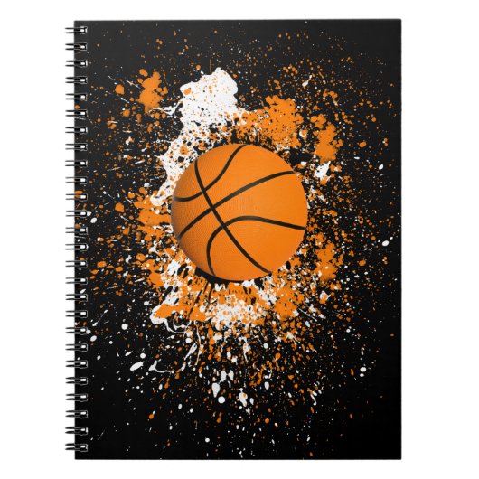 Basketball Grunge Paint Spritzer Orange Black Cool Notizblock (Vorderseite)