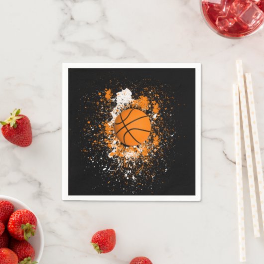 Basketball Grunge Paint Spritzer Orange Black Serviette (Beispiel)