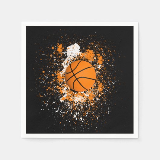 Basketball Grunge Paint Spritzer Orange Black Serviette (Vorderseite)