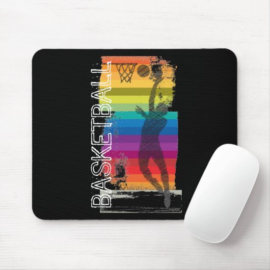Basketball Grunge Regenbogen Illustration schwarz Mousepad (Mit Mouse)
