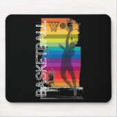 Basketball Grunge Regenbogen Illustration schwarz Mousepad (Vorne)