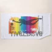 Basketball Grunge Regenbogen Illustration Weiß Strandtuch (Vorderseite)