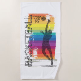 Basketball Grunge Regenbogen Illustration Weiß Strandtuch