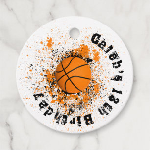 Basketball Grunge  Spritzer Orange Schwarze Party Geschenkanhänger