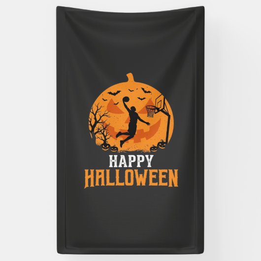 Basketball Halloween Dunk Kürbis Design_1 Banner (Vertikal)