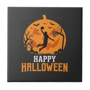 Basketball Halloween Dunk Kürbis Design_1 Fliese