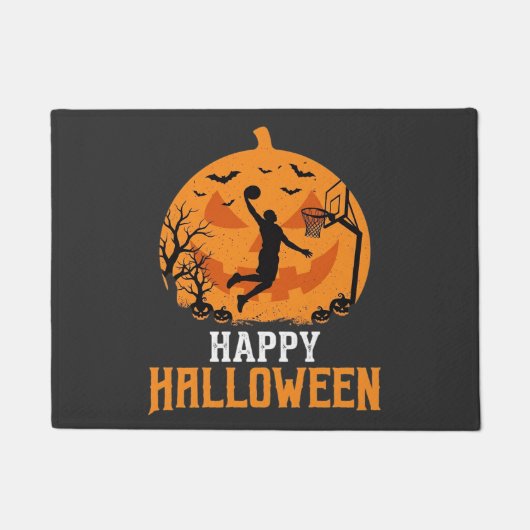 Basketball Halloween Dunk Kürbis Design_1 Fußmatte (Vorderseite)