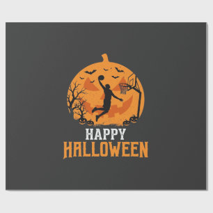 Basketball Halloween Dunk Kürbis Design_1 Geschenkpapier