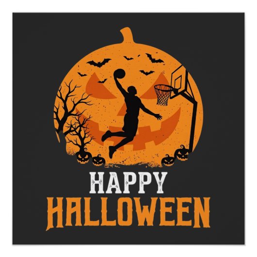 Basketball Halloween Dunk Kürbis Design_1 Poster (Vorderseite)