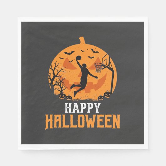 Basketball Halloween Dunk Kürbis Design_1 Serviette (Vorderseite)