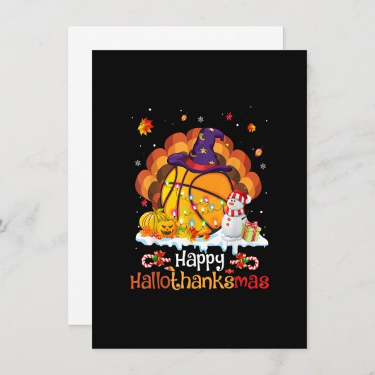 Basketball Halloween Erntedank Hallot Einladung (Vorne/Hinten)