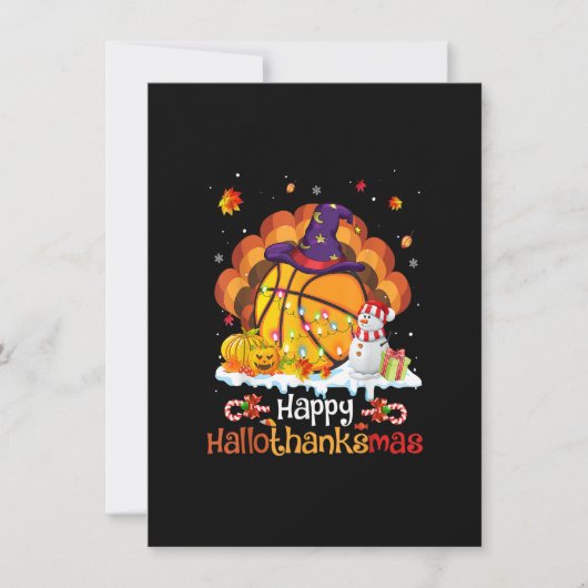 Basketball Halloween Erntedank Hallot Einladung (Vorderseite)