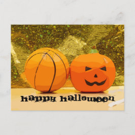 Basketball Halloween mit Basketball und Kürbis Postkarte