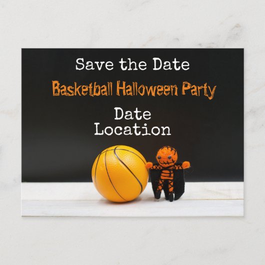 Basketball-Halloween-Party Save the Date Postkarte (Vorderseite)