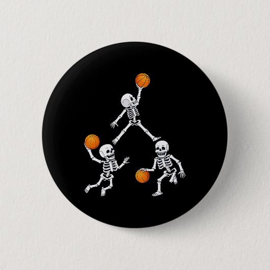 Basketball Halloween Skeleton Dunking Dribble Boys Button (Vorderseite)