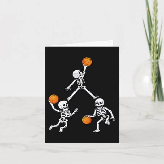Basketball Halloween Skeleton Dunking Dribble Boys Karte (Vorderseite)