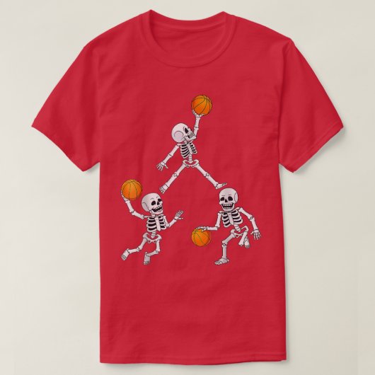 Basketball Halloween Skeleton Dunking Dribble Boys T-Shirt (Design vorne)