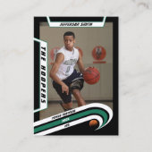 Basketball-Handelskarte in lebendig grünem Schwarz Telefonnummerkarte (Vorderseite)