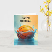 Basketball Happy Birthday Hitze Wasser Karte (Gelbe Blume)