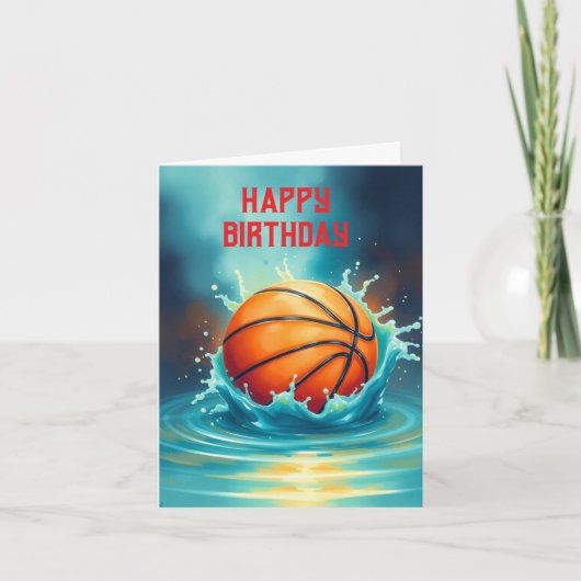 Basketball Happy Birthday Hitze Wasser Karte (Vorderseite)