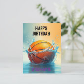 Basketball Happy Birthday Hitze Wasser Postkarte (Stehend Vorderseite)