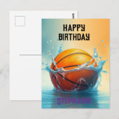 Basketball Happy Birthday Hitze Wasser Postkarte (Vorne/Hinten)