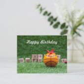 Basketball Happy Geburtstagskarte mit Basketball Postkarte (Stehend Vorderseite)