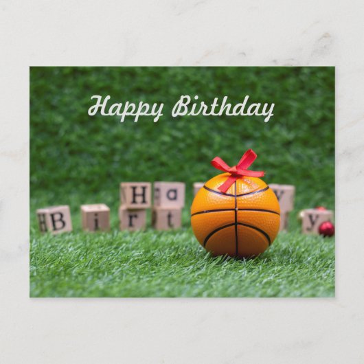 Basketball Happy Geburtstagskarte mit Basketball Postkarte (Vorderseite)