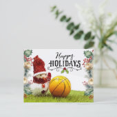 Basketball Happy Holidays mit Snowman Postkarte (Stehend Vorderseite)