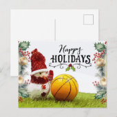 Basketball Happy Holidays mit Snowman Postkarte (Vorne/Hinten)
