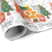 Basketball Happy Holidays mit Weihnachtsbaum Geschenkpapier (Rolleneckpunkt)