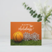Basketball Happy Holidays with ball for player Postkarte (Stehend Vorderseite)