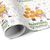 Basketball Happy Holidays with Christmas Tree Wr Geschenkpapier (Rolleneckpunkt)