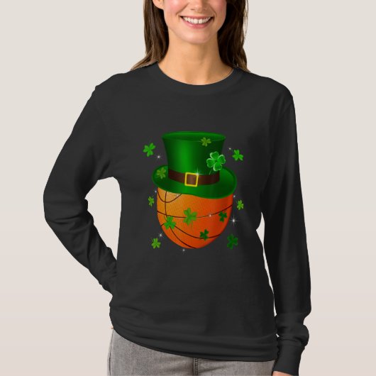Basketball Hat Kleeblatt Irish St Patrick Day Cost T-Shirt (Vorderseite)