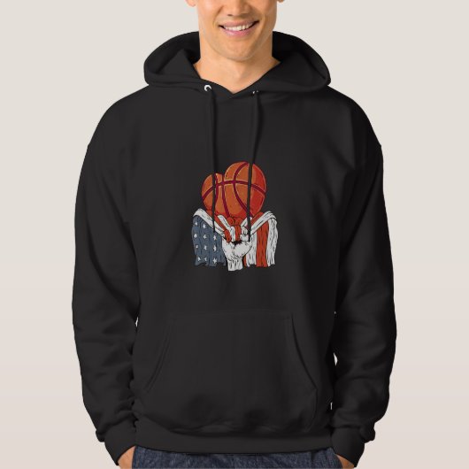 Basketball heart Player with American Flag Hoodie (Vorderseite)
