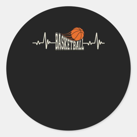 Basketball-Heartbeat 3 Runder Aufkleber (Vorderseite)