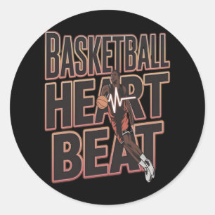 Basketball Heartbeat - Basketball Breaker - Gelass Runder Aufkleber