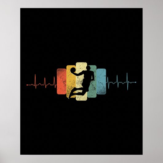 Basketball Heartbeat Dunk Layers Ekg Poster (Vorne)