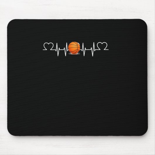 Basketball Heartbeat Funny Basketball Lover Mousepad (Vorne)