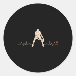 Basketball Heartbeat Geschenk für den Spieler 1 Runder Aufkleber