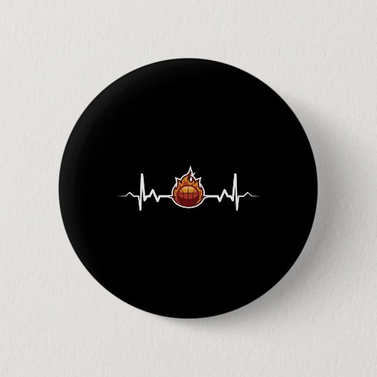 Basketball Heartbeat - Geschenkidee Button (Vorderseite)