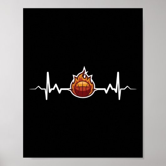 Basketball Heartbeat - Geschenkidee Poster (Vorne)