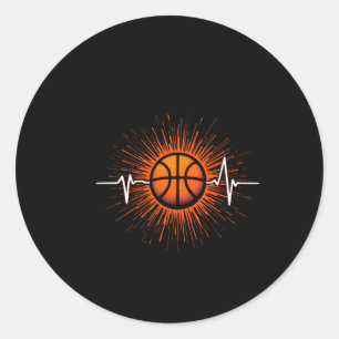 Basketball Heartbeat - Liebe für das Game-T-Shirt Runder Aufkleber