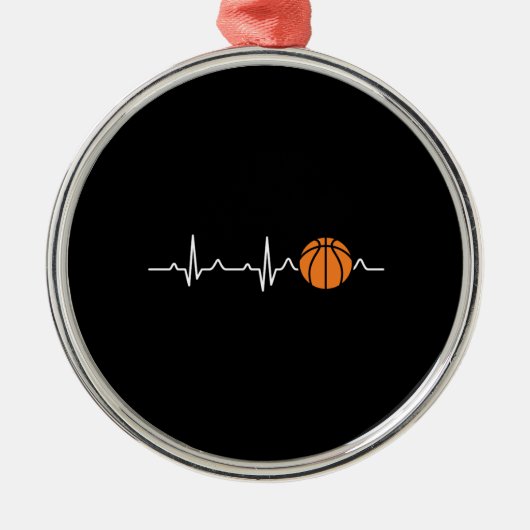 Basketball Heartbeat Ornament Aus Metall (Vorne)
